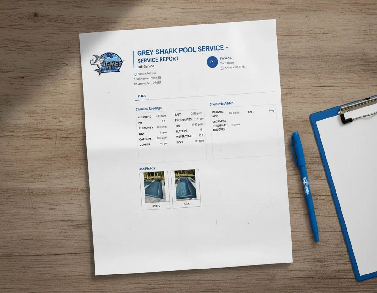 Pool Test Report Understanding Your Pool Service Report | Grey Shark Pools